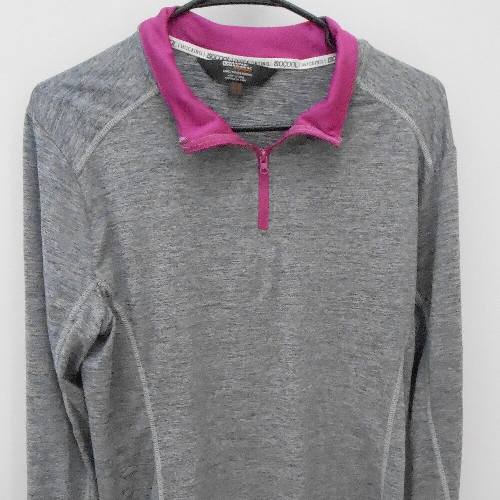 Mountain Warehouse Women's Gray & Fuchsia Pink Quick Drying IsoCool 1/4 Zip-US12